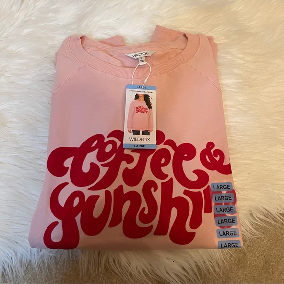 NWT Wildfox Pink Red Coffee & Sunshine Sweatshirt - Picture 5 of 11
